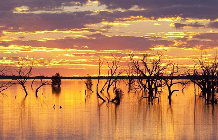 Sunset over water